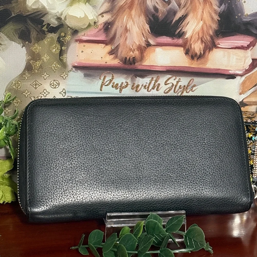 Dior Homme Black Grained Calfskin Long Zip Around Wallet